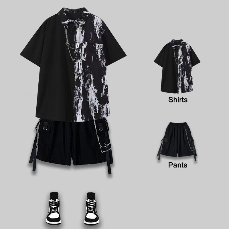 Tie Dye Shirt Vintage - Arens Techwear-Chemise à Manches Courtes pour