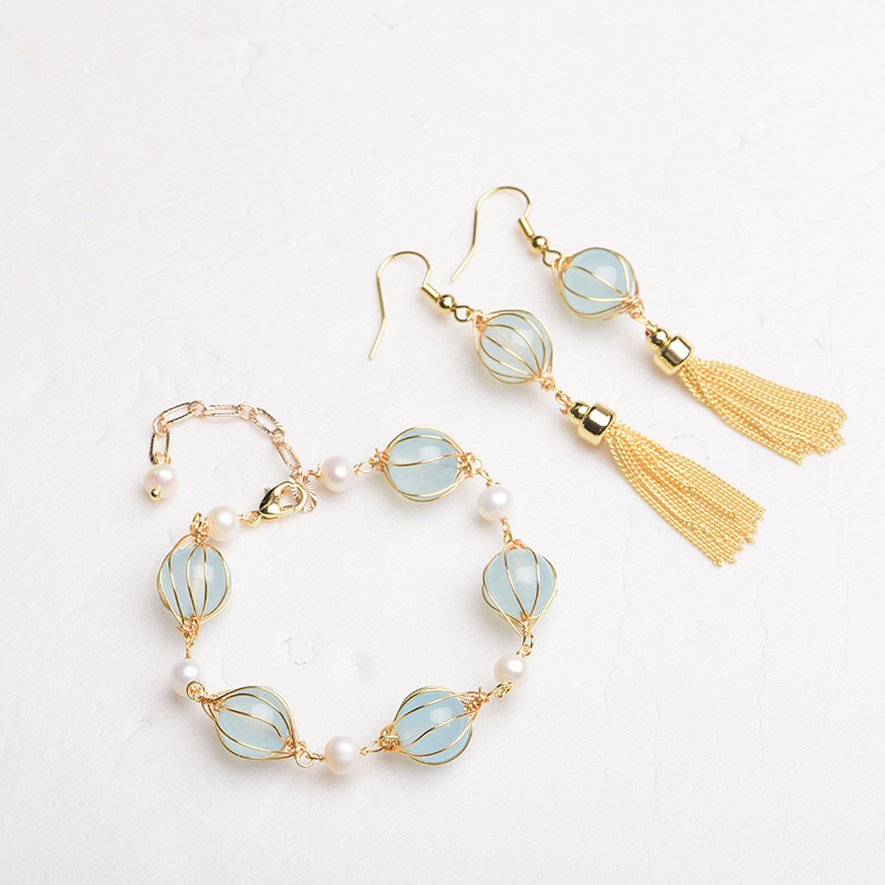 Vintage Fashion Design - Boucles d'oreilles en perles de Jade
