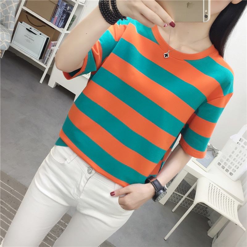 T-shirt tendance rayé à manche - Vintage Fashion Influencer avis et prix