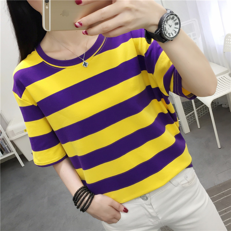 T-shirt tendance rayé à manche - Vintage Fashion Influencer avis et prix